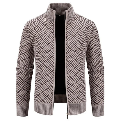 Thierry – Gilet Tricoté à Col Montant, Coupe Cintrée et Style Automnal Décontracté