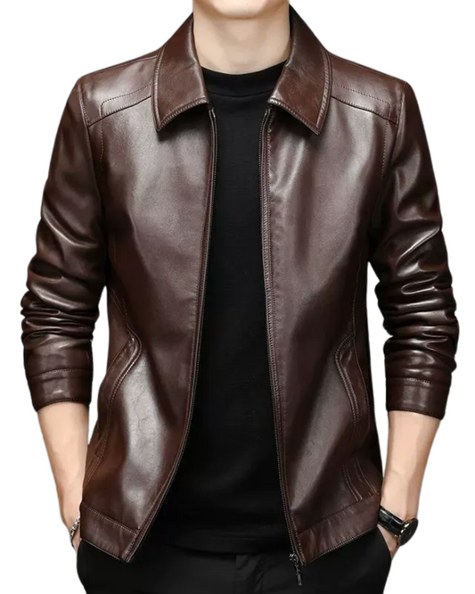 Noé | Veste en Similicuir Noir Classique pour Homme