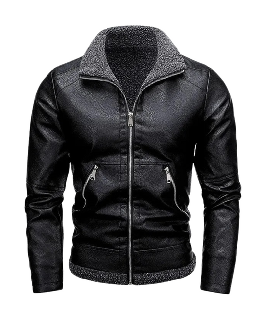 Veste en Cuir Éléguante en Fleece