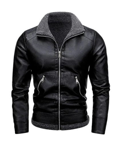 Veste en Cuir Éléguante en Fleece