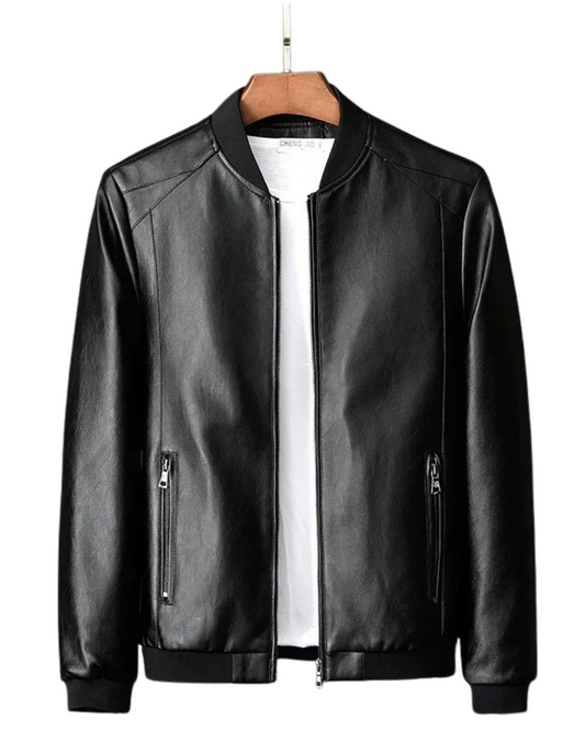 Léo | Blouson Bomber en Similicuir Noir pour Homme