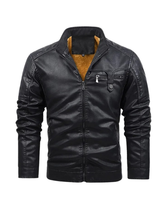 Adrien | Veste Chauffante en Similicuir Noir pour Homme