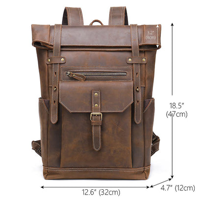 Larry - Sac à Dos en Cuir Rétro pour Hommes