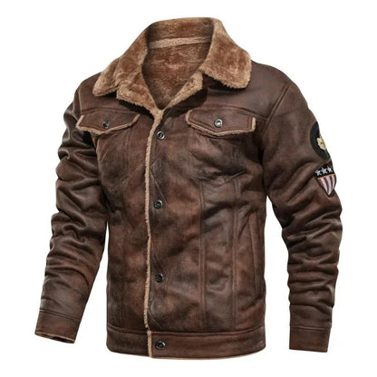 Veste en Cuir Élégante en Fleece Chaud