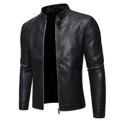 Veste en Cuir Col Montant