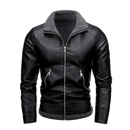 Veste en Cuir Éléguante en Fleece