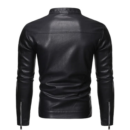 Veste en Cuir Col Montant