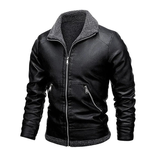 Veste en Cuir Éléguante en Fleece