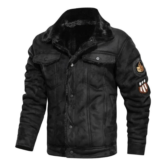 Veste en Cuir Élégante en Fleece Chaud