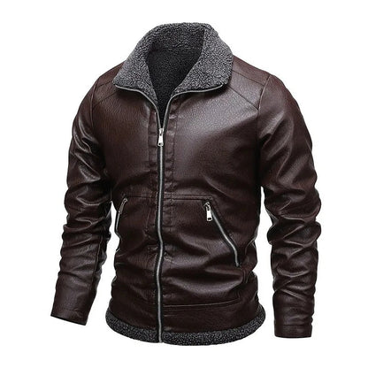 Veste en Cuir Éléguante en Fleece