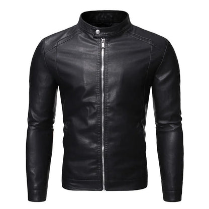Veste en Cuir Col Montant