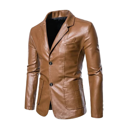 Julien | Blazer Élégant en Similicuir Noir pour Homme