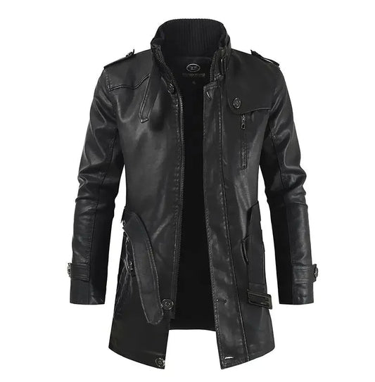 Théo | Manteau Long en Similicuir Noir pour Homme
