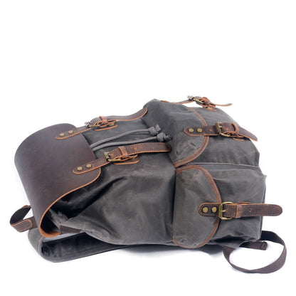 James - Sac à dos en toile et cuir vintage