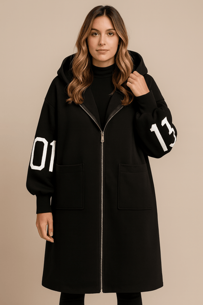 SELENE | Manteau Long en Maille avec Capuche